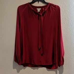 Lucky Brand Boho 100% Silk Red Top Sz. Large